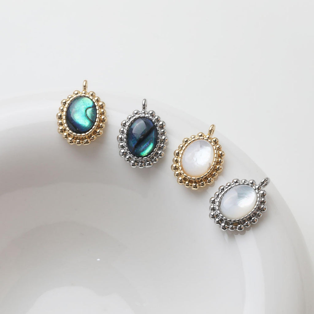 Colgante de concha ovalada, concha negra, dije de concha blanca, dije de concha bohemio, accesorios para joyería de concha ovalada GZ771