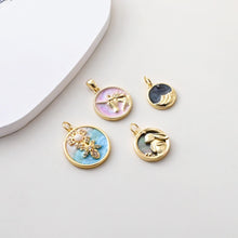 Load image into Gallery viewer, Enamel Round Charms Collections, Unicorn, Flower Pendant, Rabbit Pendant, 18K Gold Plated, Necklace Making Charms, Jewelry Findings S1383