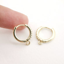Load image into Gallery viewer, CZ Pave Earring Hoop, Gold Plated Huggie Hoop Earring with Loop, Huggie Hoops DIY Earring  Findings,Handmade Earring Supplies D0108