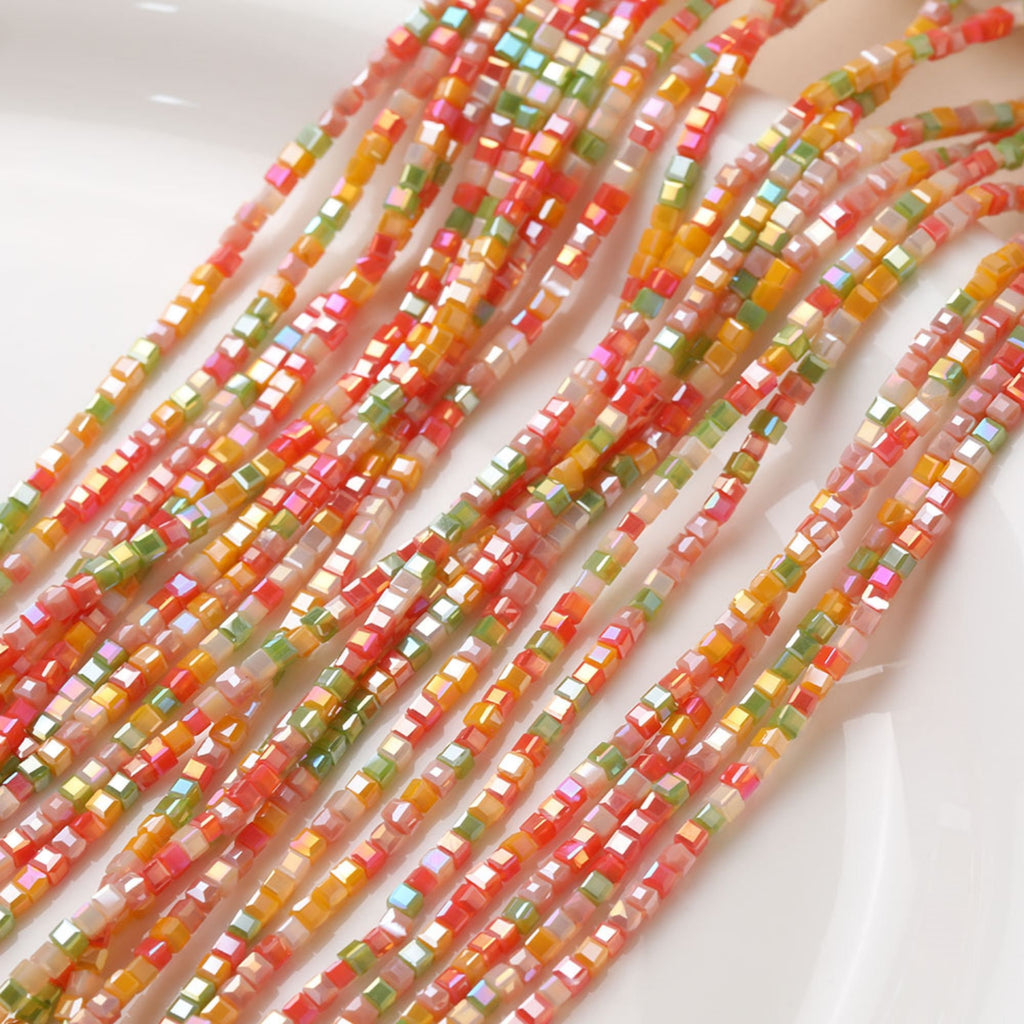 Cube Glass Beads, 2.5mm, Crystal Glass Loose Beads for Jewelry Making, DIY Beads Finding GZ548