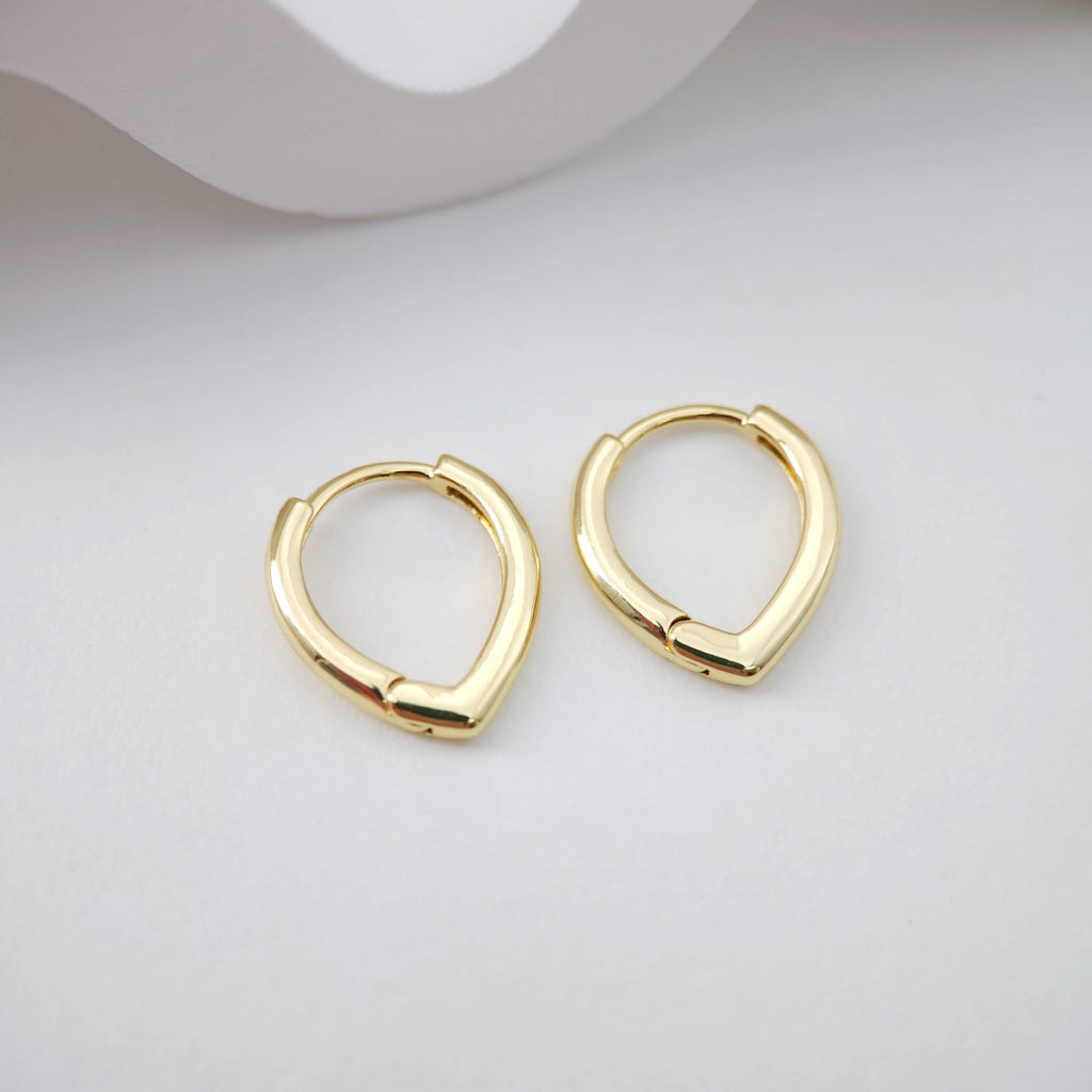 18K Gold Plated Drop Hoop Earring, Huggie Hoops Earring Parts, Spring Ear Hoops, 15.8*13.5mm, hoop earrings D0105