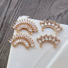 Load image into Gallery viewer, CZ Pave Crown-shaped Charm, Cubic Zircon Crystal Pendant, Bracelet Necklace Pendant, 14K Real Gold Plated, Jewelry Findings HL034-F183