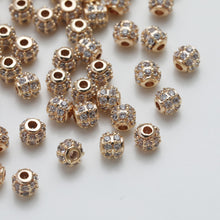 Load image into Gallery viewer, Pave CZ Round Spacer Beads, 14K Gold/Silver Plated,Round Beads, Dainty Earring Making Beads, Jewelry Finding JG070