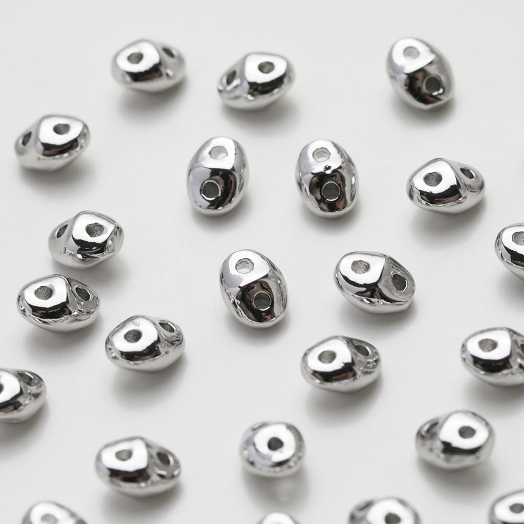 Cuentas espaciadoras de doble agujero, cuentas en forma de diamante, chapadas en oro, accesorio para hacer pulseras y collares, GZ525