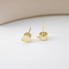 Load image into Gallery viewer, Gold Round Earring Post With Loop, 6mm, Nickel Free Earrings, Ear Stud Loop, Hypoallergenic Earring Findings D0194