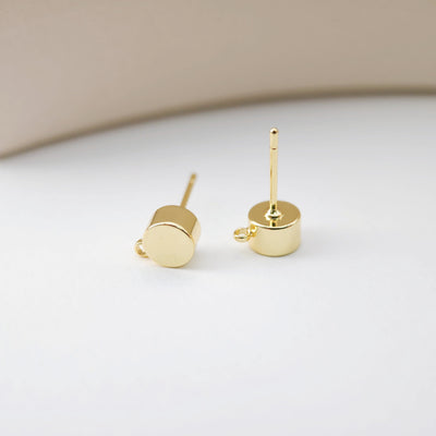 Gold Round Earring Post With Loop, 6mm, Nickel Free Earrings, Ear Stud Loop, Hypoallergenic Earring Findings D0194