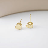 Gold Round Earring Post With Loop, 6mm, Nickel Free Earrings, Ear Stud Loop, Hypoallergenic Earring Findings D0194
