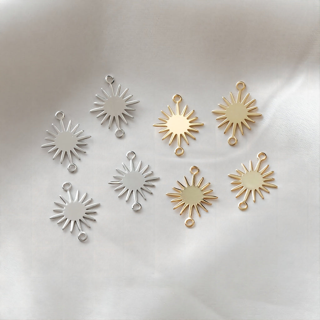 Sun Connector with loops, 14K Gold/Silver Plated Earring Making Findings, 18*14mm Jewelry Findings JH017-D0004