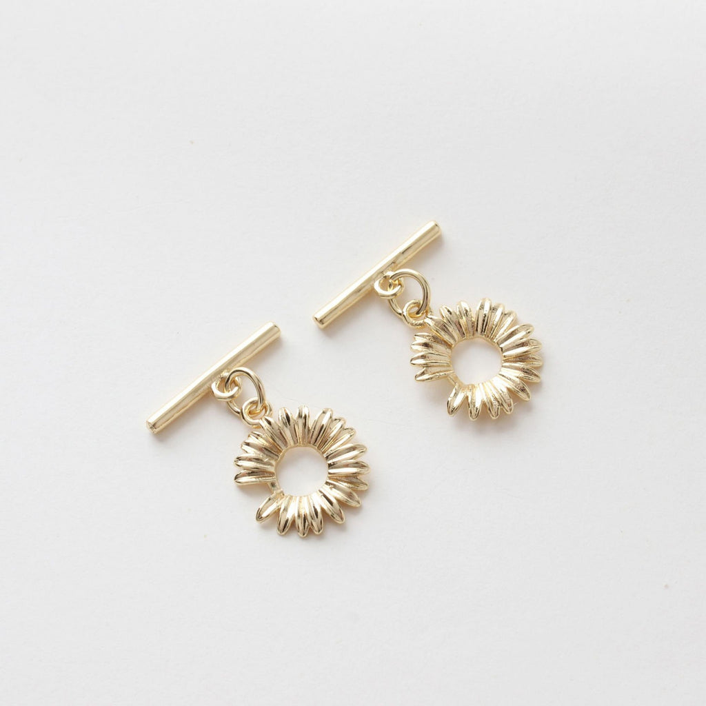OT Flower Toggle Clasps, One Set, 14K Gold Plated OT Buckle, 14k Gold, Necklace Closure, Connectors Clasps JG059