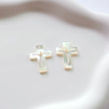 Load image into Gallery viewer, Cross White Mother-of-Pearl, MOP Shell Pendant, Cutout White Nacre, Shell Charm, Mother of Pearl Jewelry Making Findings RY002