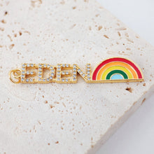 Load image into Gallery viewer, Star&amp;Rainbow Charms, Pave Cubic Star Pendant, 24.5mm, 18K Gold Plated, Necklace charms, Jewelry Findings S20428