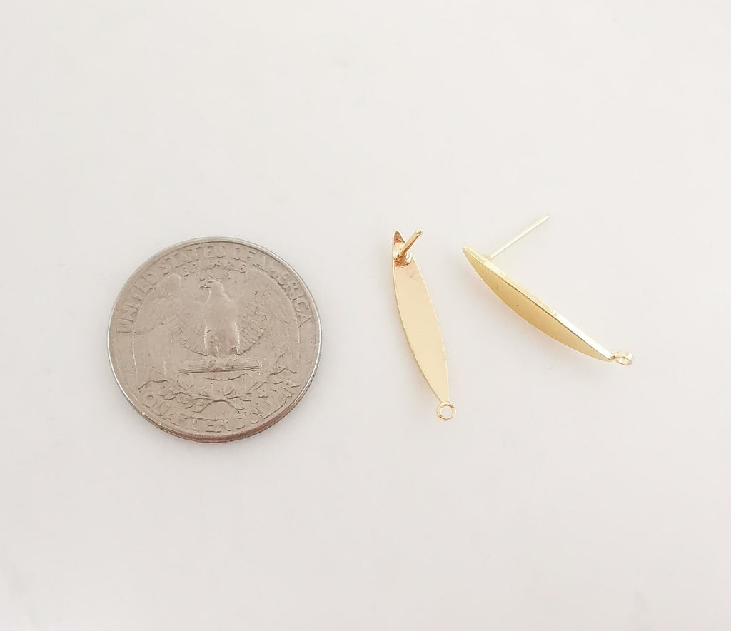 10pcs Gold leaves Earring Post With Loop, Nickel Free Earrings, Ear Stud Loop, Hypoallergenic Earring Findings ZX077