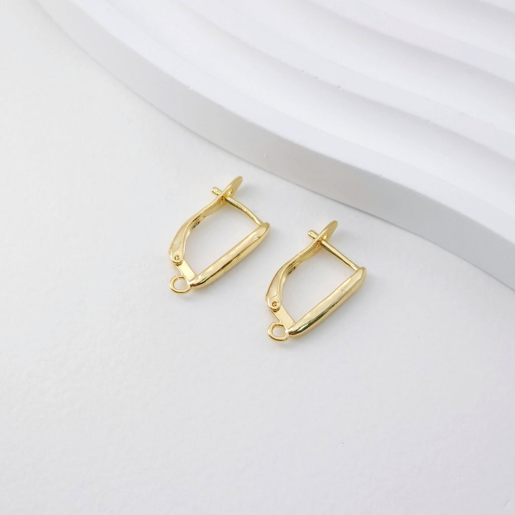 U Shape English lock with loop, Gold/Rhodium Plated Earring hoop, Hypoallergenic & Nickel-Free, DIY Handmade Earring Findings Supplies D0095