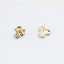 Load image into Gallery viewer, 4PCS Flower Earring Post, 18K Real Gold Plated Brass Stud Earring With Loop, S925 Silver Ear Stick, Nickel Free, Earring Finding ZX098