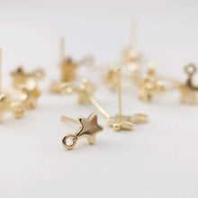 Load image into Gallery viewer, 10pcs Gold Star Earring Post With Loop, S925 Silver Ear Pin, Nickel Free Earrings, Ear Stud Loop, Hypoallergenic Earring Findings Z059