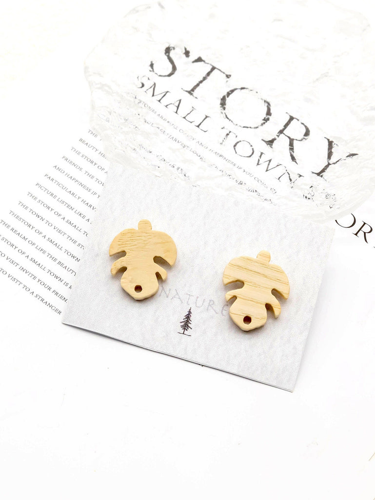 أقراط خشبية من 4 قطع، أقراط خشبية على شكل أوراق مونستيرا للنساء، مصنوعة من خشب الجوز المُعاد تدويره، خالية من النيكل، مجموعة أقراط من خشب بوهو JT913