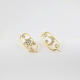 Moon and Star Ear Post, Sold as ONE Pair, S925 Silver Ear Pin, Nickel Free, 18K Gold Ear Stud, Hypoallergenic Earring Findings D0276