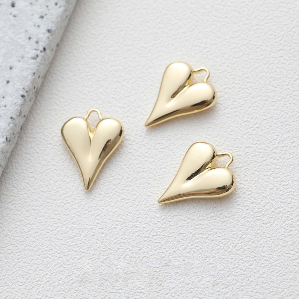 Gold Heart Charms, 18K Gold, Matte Gold, Silver Plated, Love Pendant, Necklace Making Pendants, Jewelry Findings GZ211