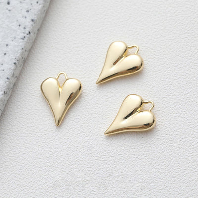 Gold Heart Charms, 18K Gold, Matte Gold, Silver Plated, Love Pendant, Necklace Making Pendants, Jewelry Findings GZ211