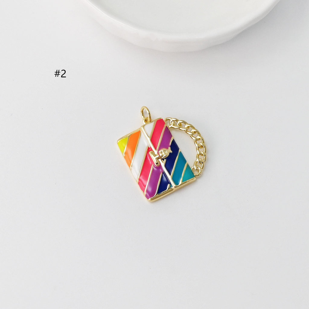 Tie The Knot Charms, Enamel Bag Charm, Fe Heart Charm, Cubic Pave Knot Pendant, 18K Gold Plated, Necklace Making Charms, Jewelry Findings