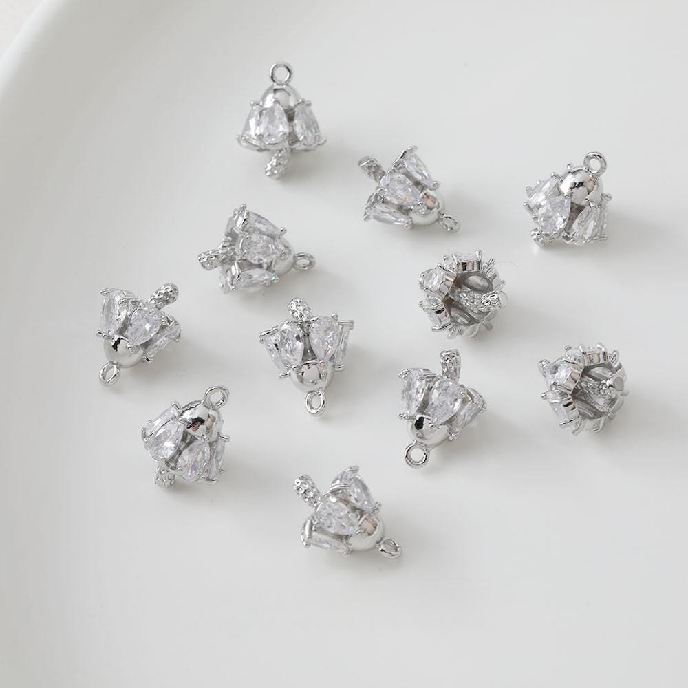 Mushroom Charm, 14K Gold/Silver Plated CZ Pave Pendant, Neckalce Bracelet Making Pendant, Jewelry Supply Finding GZ632