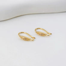 Load image into Gallery viewer, 4pcs 18K Gold Plated Ear Wires, Oval Cubic Pave Earring Hooks, Nickel Free, Fish Hooks, Ear Wires for Jewelry Making D0137