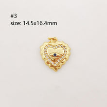 Load image into Gallery viewer, Evil Eye Charm, Coin Pendant, Heart Charm, 18K Gold Plated CZ Pave Eye Pendant, Necklace Making Charm, Jewelry Findings S1024