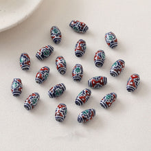 Cargar imagen en el visor de la galería, 5 cuentas espaciadoras ovaladas, colgante ovalado de cerámica pintado a mano, cuentas de cerámica para hacer joyas, hallazgos de cuentas DIY GZ439