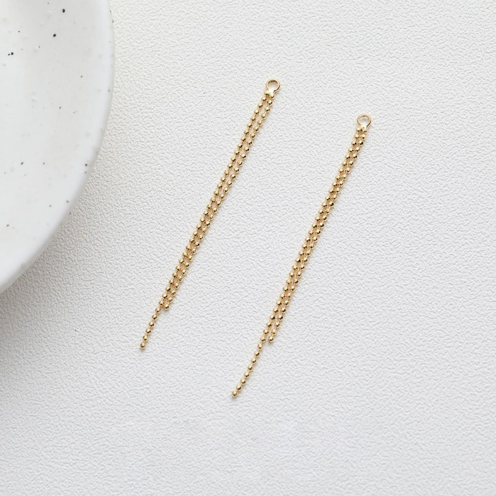 Gold Beads Chain Tassel Pendant, Beads Chain Charm, 18K Gold Plated Earring Chain Pendant, Earring Findings ZZ091