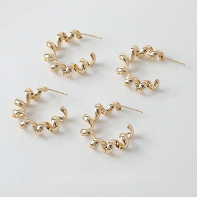 C Shape Twisted Earrings Post, 14K Gold, S925 Silver Ear Pin Nickel Free Earrings, Ear Stud Hypoallergenic Earring Findings GE062