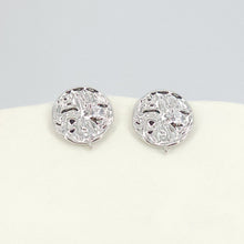 Load image into Gallery viewer, 10pcs Round Earring Post with Loop, 14K White Gold Plated, S925 Silver Pin Nickel Free Earrings, Knot Ear Stud with Loop ZX141