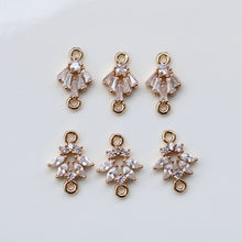 Load image into Gallery viewer, CZ Pave Leaf Connector, Cubic Zircon Crystal Leaf Charm, CZ Earring Charms,Gold Plated Brass Earring Charms, Jewelry Findings HL044-F173