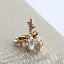 Load image into Gallery viewer, 10pcs CZ Pave Small Deer Charm, Cubic Zircon Crystal Pendant, Bracelet Necklace Pendant, 14K Real Gold Plated, Jewelry Findings JY074-F217