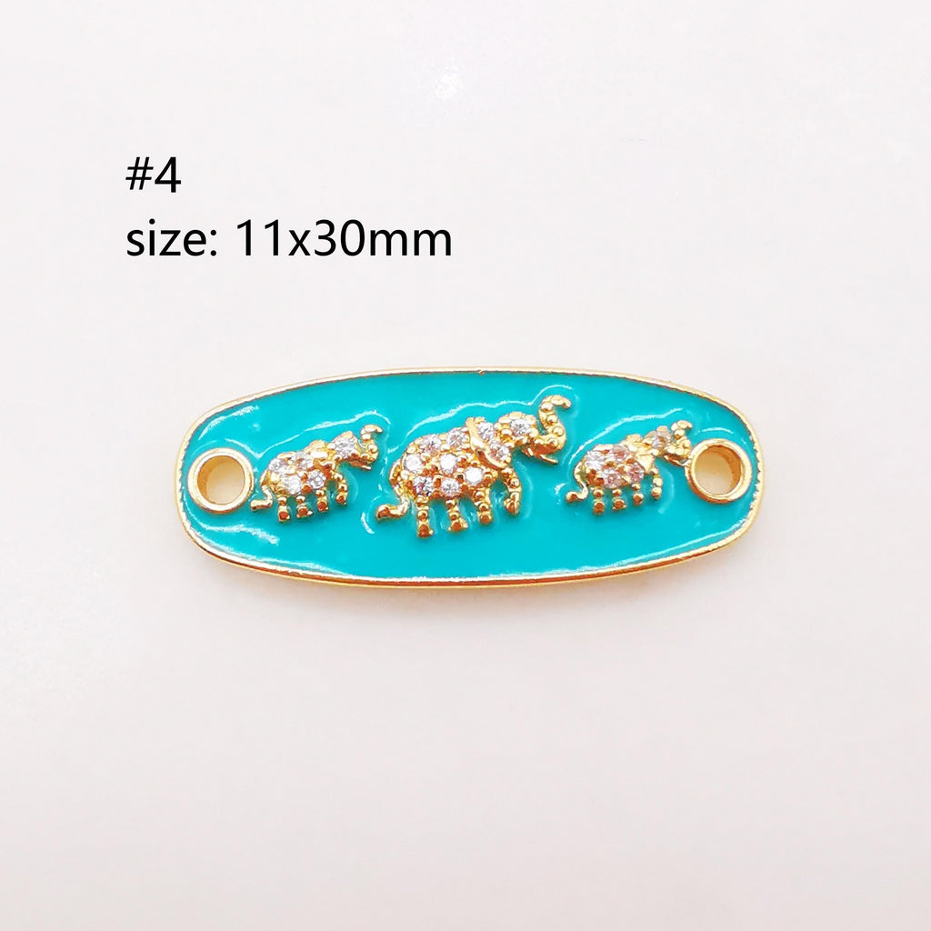 Enamel Connectors, Duck/Bow/Flower/Elephant Connector, 18K Gold Plated CZ Pave, Bracelet Making Charms, Jewelry Findings S1012