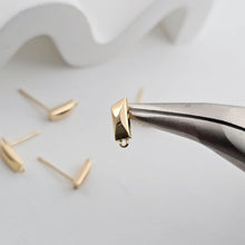 Load image into Gallery viewer, Rectangular Ear Post with Loop, Nickel Free, S925 Silver Pin, Gold Plated Stud Earring Finding ZX270