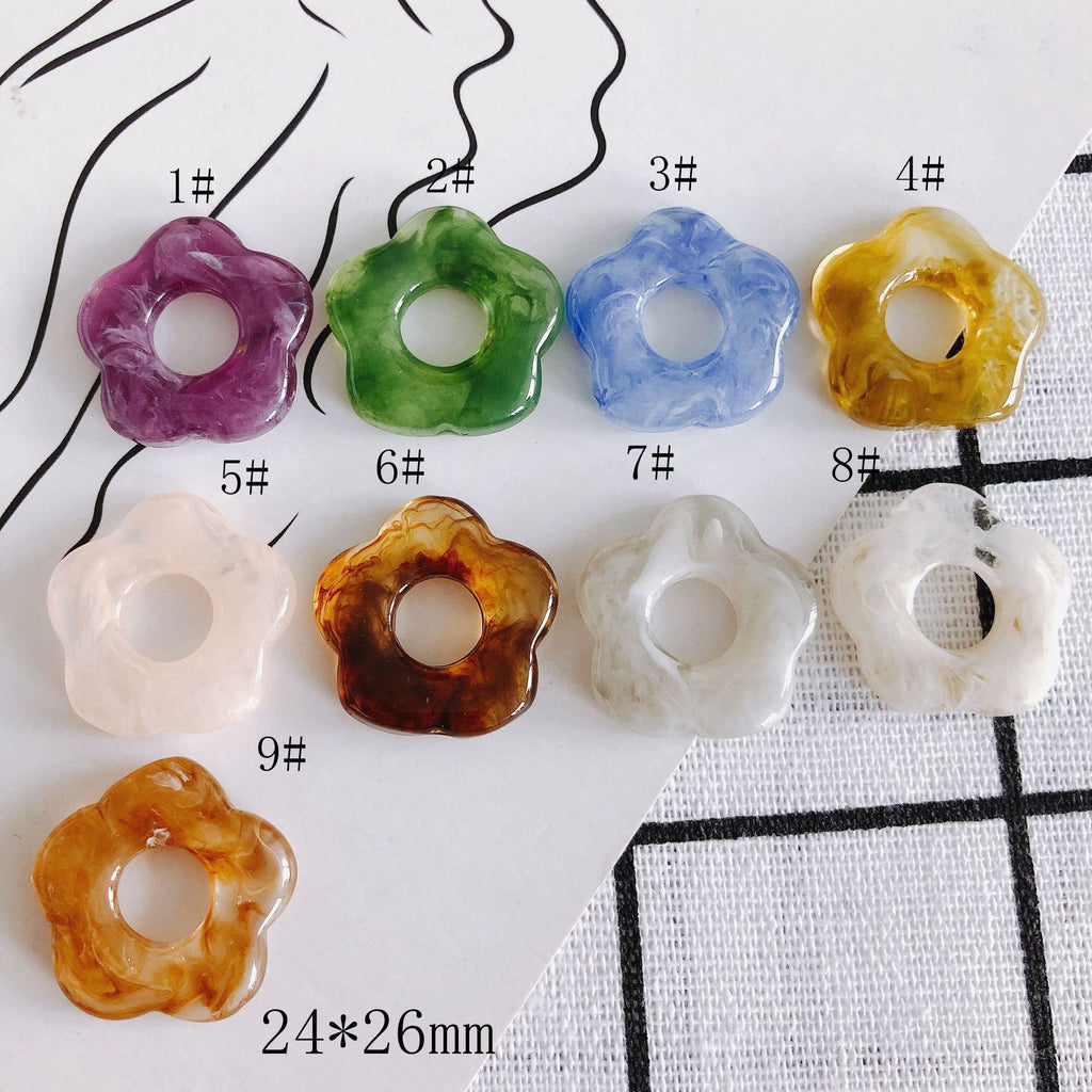 10pcs Cute Flower Pendant, Resin Pendant for Jewelry Making, DIY Beads Finding MY118