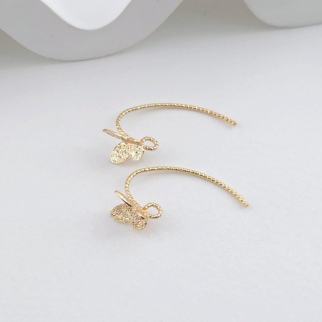 Ganchos de mariposa para orejas, aretes de oro de 14 quilates con aro, ganchos de pescado esmerilados, alambres para hacer joyas ZX316