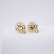 Load image into Gallery viewer, Round Hammered Earring Post Earrings, Gold Earring Post with Loop, Hypoallergenic, Earring Findings, Handmade Earring Supplies D0050