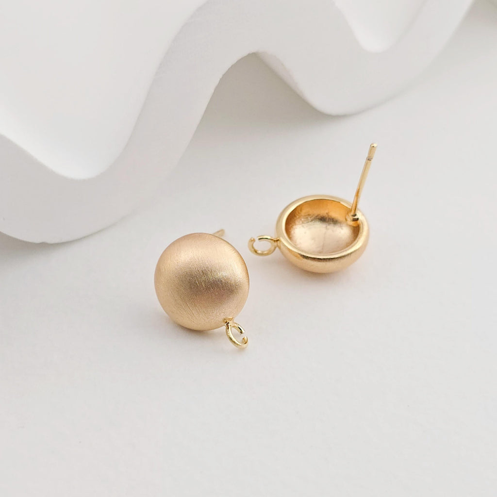 قرط دائري من الذهب عيار 18 قيراطًا بلمسة نهائية مصقولة مع حلقة، أقراط خالية من النيكل، 12 مم، دبوس من الفضة S925، نتائج قرط مضادة للحساسية ZX252