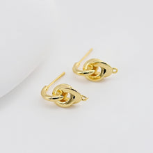 Load image into Gallery viewer, Gold Knot Ear Post, Nickel Free, 18.4*8.3mm, S925 Silver Pin, 18K Gold Plated Stud Earring Finding D0451