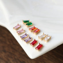 Load image into Gallery viewer, 10pcs Rectangular Charm, Cubic Zircon Crystal Pendant, Bracelet Necklace Pendant, 14K Real Gold Plated, Jewelry Findings HL070-F132