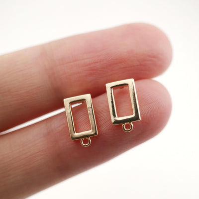 4pcs 14K Gold Rectangular Earring Post With Loop, S925 Silver Ear Pin Nickel Free Earrings, Ear Stud, Hypoallergenic Earring Findings Z077