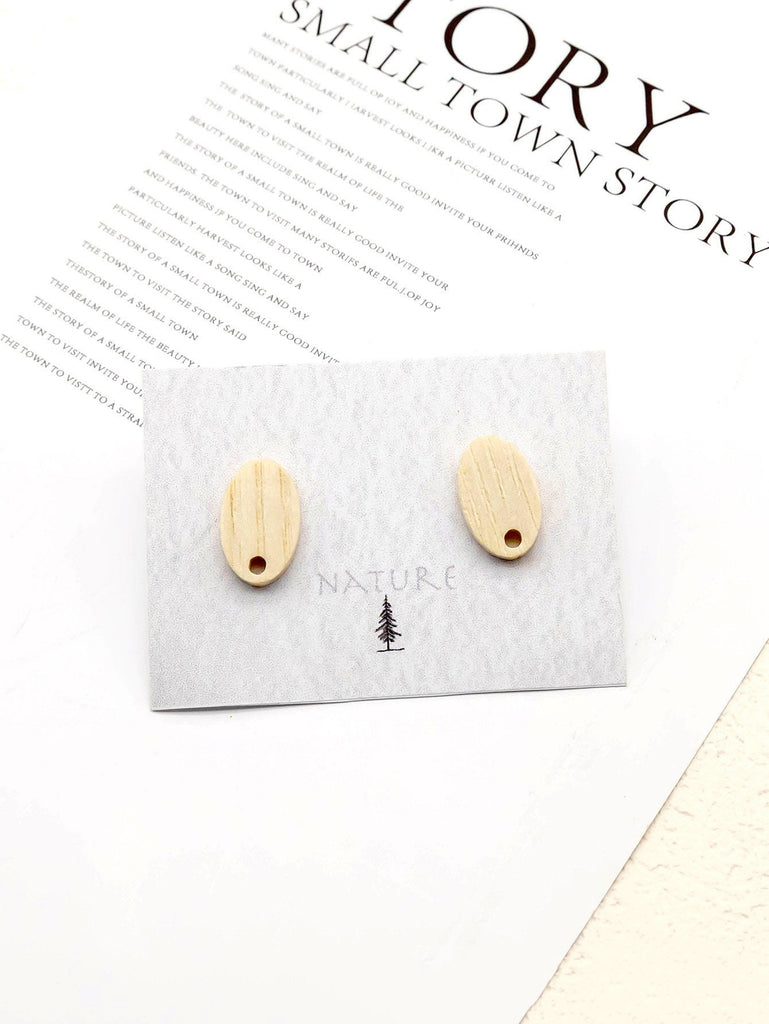 4PCS Wood Earrings, Oval Wooden Earrings for women, Reclaimed Ash Wood, Nickel Free, Geometric Statement Earrings Finding  JT902