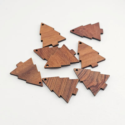 4PCS Wood Earrings, Christmas trees Wooden Earrings for women,Reclaimed Walnut Wood, Nickel Free, Christmas Earring Finding JT1015