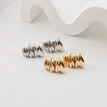 Load image into Gallery viewer, Pleated Trapezoidal Geometric Post Earring With Loop, S925 Silver Ear Pin Nickel Free, Ear Stud, Hypoallergenic Earring Findings ZX273
