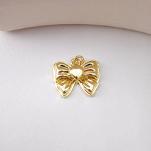 Load image into Gallery viewer, CZ Pave Bow Tie Charm, Cubic Zircon Crystal Bow Tie Pendant, Bracelet Necklace Pendant,  Gold Plated, Jewelry Findings S1208