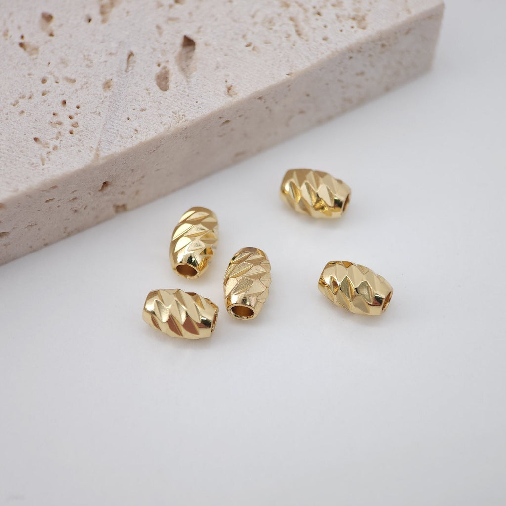 10pcs Faceted Spacer Beads, 18K Shiny Gold Plated Square Beads, 4.5mm, Bracelet Beads, Spacer Beads, Jewelry Finding S20339