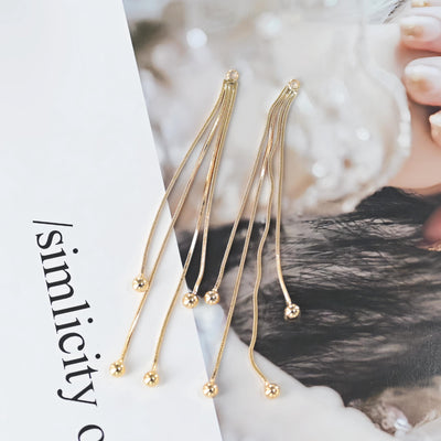 10pcs Gold Chain Tassel Pendant, Gold Beads Snake Chain Charm, 18K Gold Plated Earring Chain Pendant, Earring Findings ZX086