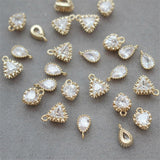 Heart Charms, Drop, Triangles Crystal Cubic Pave Pendant, 14K Gold Plated, Bracelet Necklace Making Pendants, Jewelry Findings GZ427