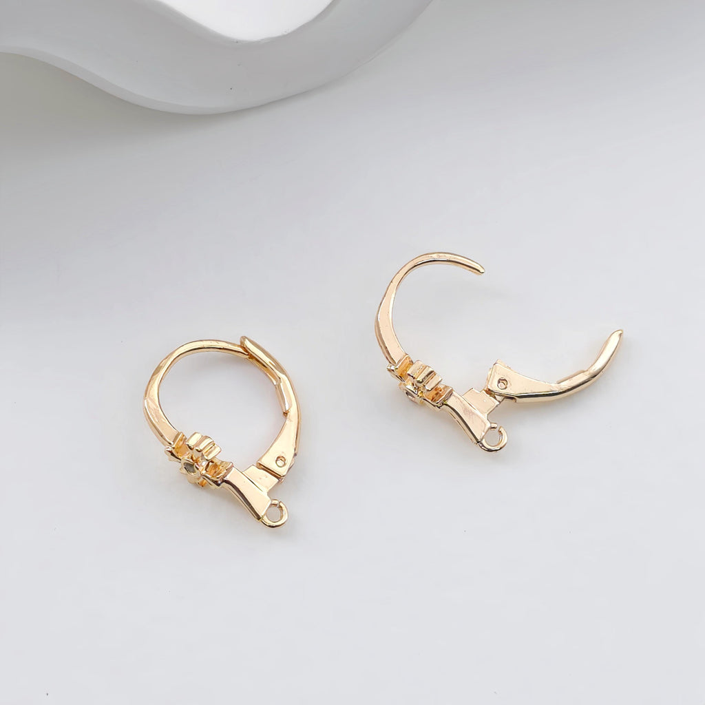 14K Gold Plated Oval Hoop Earring, Huggie Hoops Earring Parts, Lever Back, 15mm, Oval Hoop earring for Jewelry Making ZX328